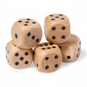 Jeu de dés en bois dans un étui avec un autocollant personnalisé