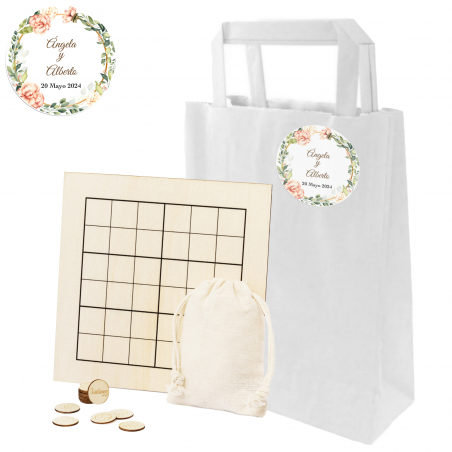 Sudoku en bois avec sac kraft et adhésif personnalisé