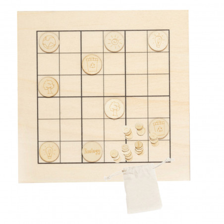 Sudoku en bois avec sac kraft et adhésif personnalisé