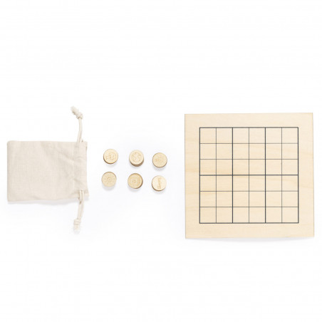 Sudoku en bois avec sachet kraft et autocollant personnalisé