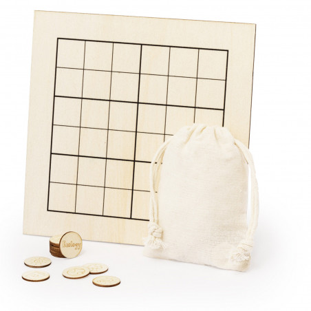 Sudoku en bois avec sachet kraft et autocollant personnalisé