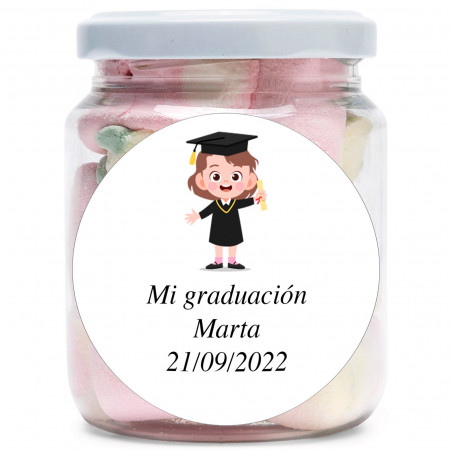 Bocal de bonbons avec autocollant de graduation personnalisé