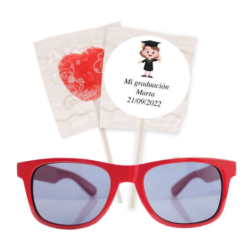 Lunettes de soleil pour enfants et sucette personnalisée pour la graduation d'une fille