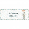 Sticker bouteille personnalisé 13 x 5 cm communion garçon