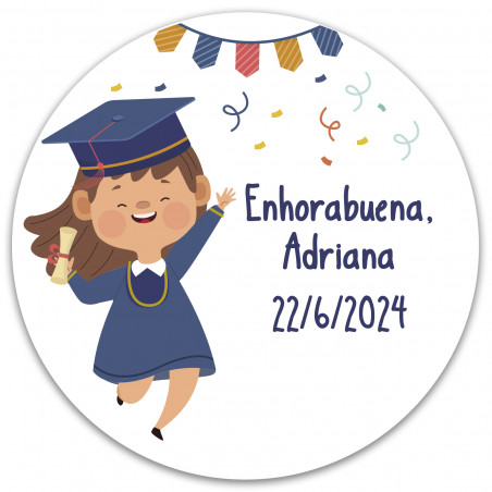 Autocollant rond personnalisé de 3 cm pour la remise des diplômes d'une fille