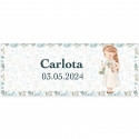 Sticker communion fille personnalisé 13 x 5 cm spécial biberons