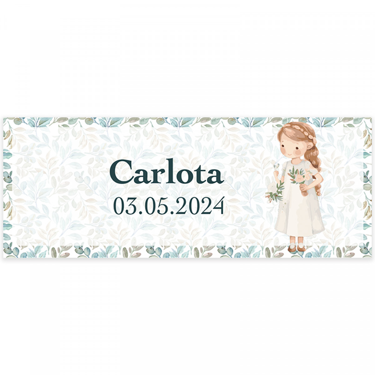 Sticker communion fille personnalisé 13 x 5 cm spécial biberons