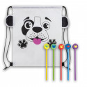 Sac à dos en forme de chien avec des crayons