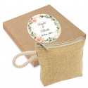 Porte-monnaie femme avec boîte en carton et autocollant personnalisé