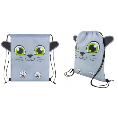 Sac à dos en forme de chat avec bouteille d'eau et autocollant personnalisé