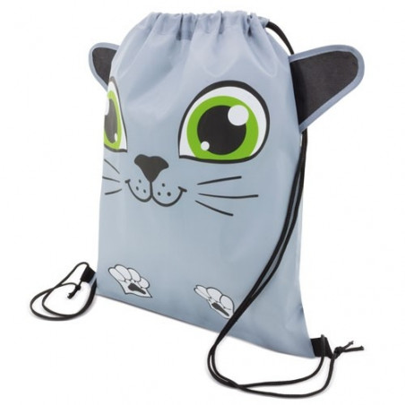 Sac à dos en forme de chat avec bouteille d'eau et autocollant personnalisé
