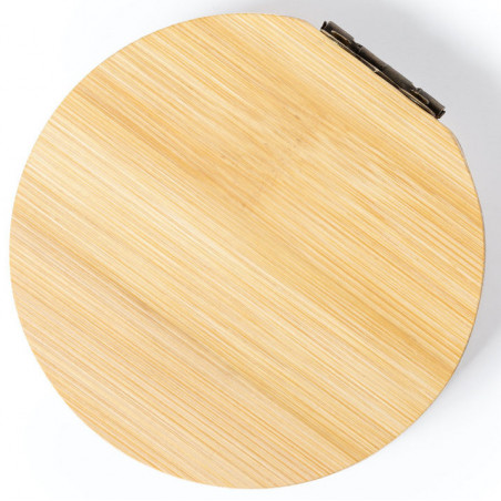 Boîte à bijoux en bambou avec miroir personnalisé avec autocollant pour baptêmes