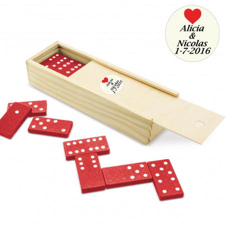 Domino rouge avec autocollant personnalisé pour les mariages