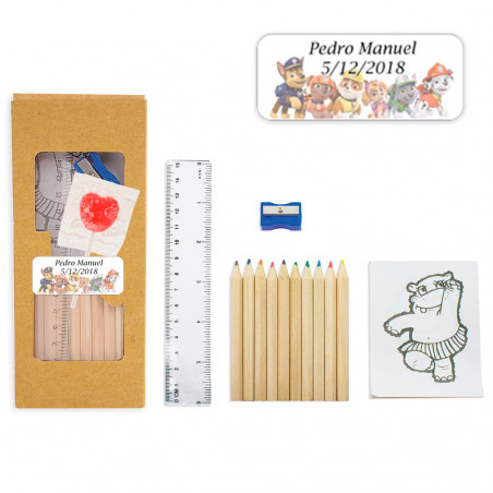 Kit de coloriage avec sucette et autocollant Paw Patrol personnalisé pour les détails de l'événement