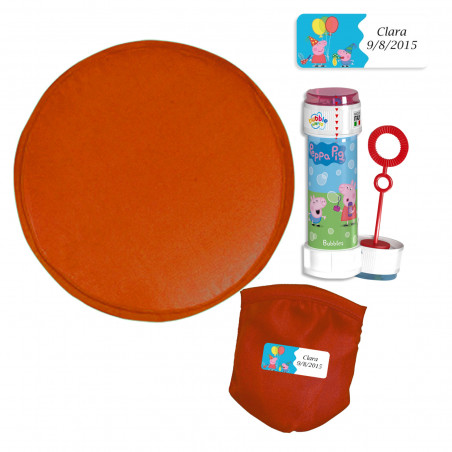 Frisbee en tissu pliable avec sac et autocollant personnalisé de Peppa Pig avec souffleur de bulles