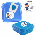 Boîte à sandwich avec sucette en forme de cœur et autocollant de graduation personnalisé pour garçon