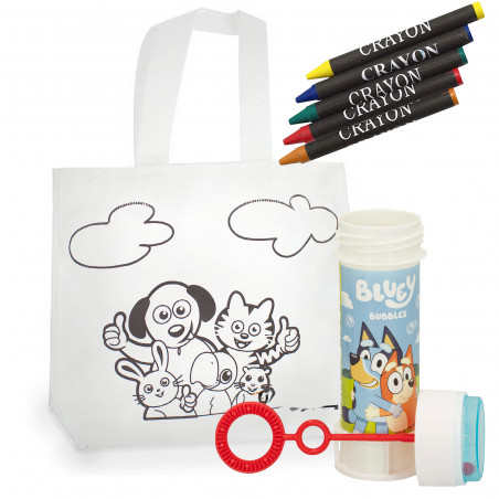 Sac de coloriage pour enfants avec Bluey pompero et bingo