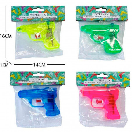 Pistolet à eau pour enfants dans un sac cadeau et un autocollant personnalisé