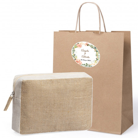 Nécessaire de plage pour femme en sac kraft avec adhésif personnalisé