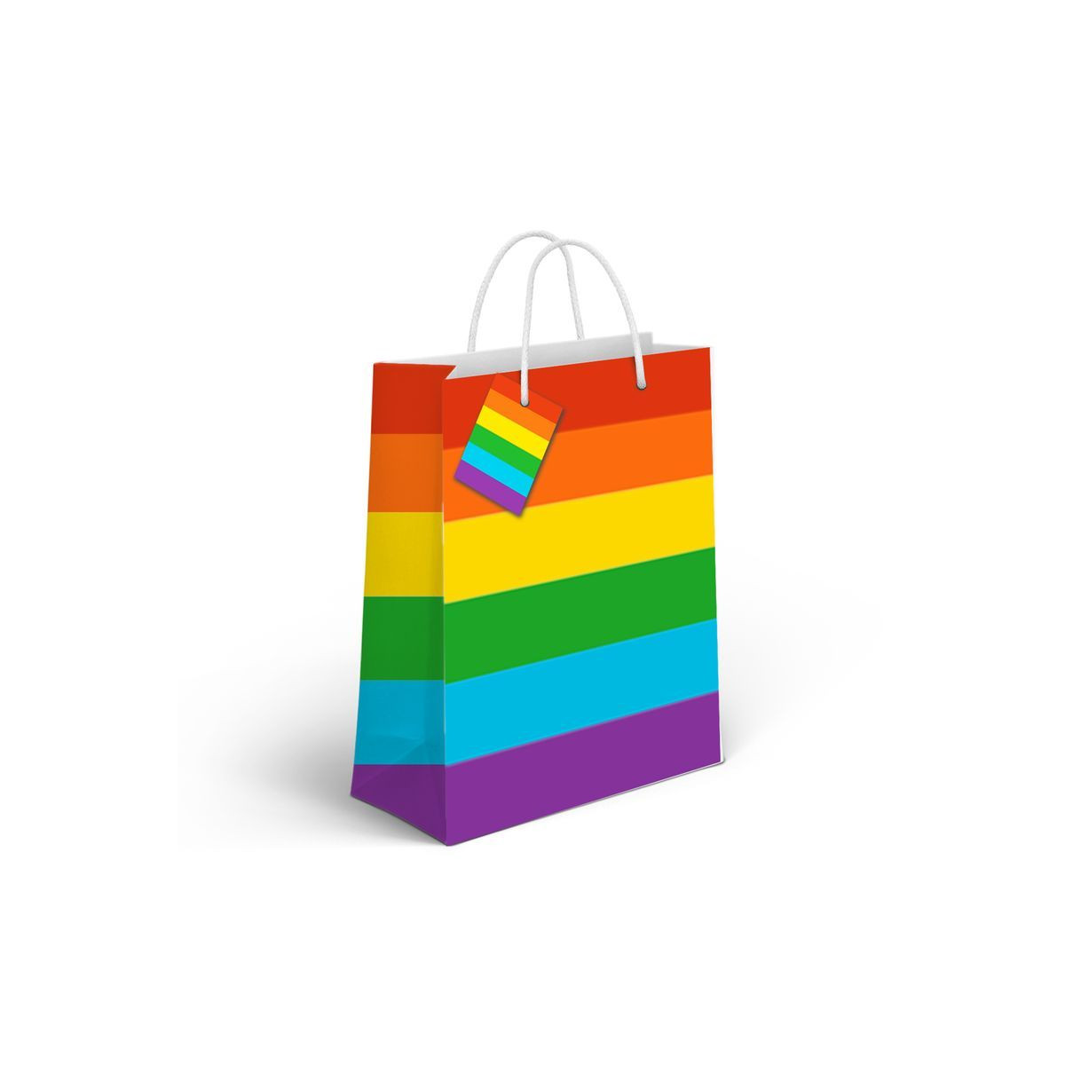 Sac en papier moyen avec motif arc-en-ciel