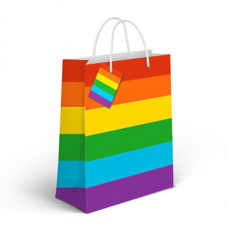 Sac en papier moyen avec motif arc-en-ciel