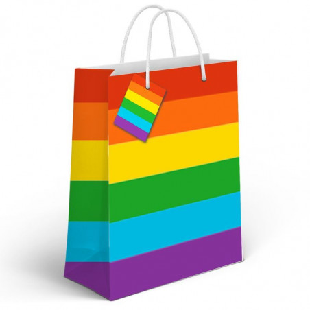 Grand sac en papier arc-en-ciel