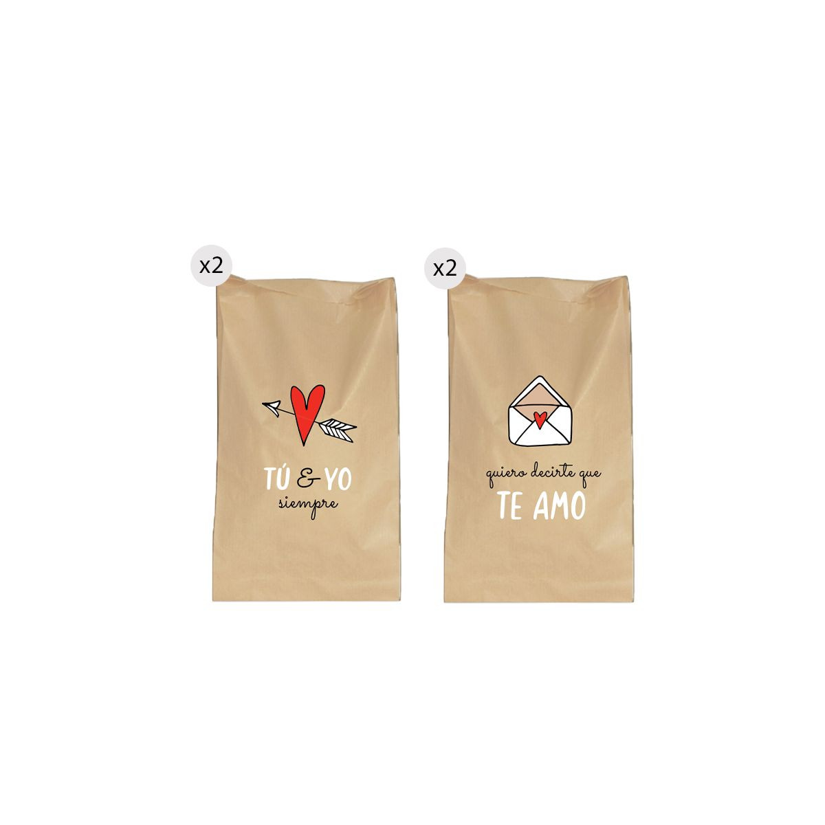 Enveloppes avec message d'amour en pack de 4 unités 20 x 30 cm
