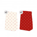 Set de 4 sacs avec des cœurs rouges et blancs taille S