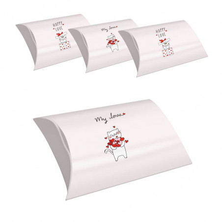 Set de 4 boîtes taille S de chatons avec des phrases d'amour