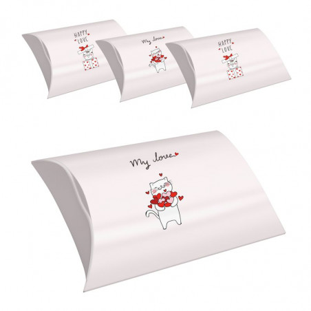 Set de 4 boîtes taille M de chatons avec des phrases d'amour