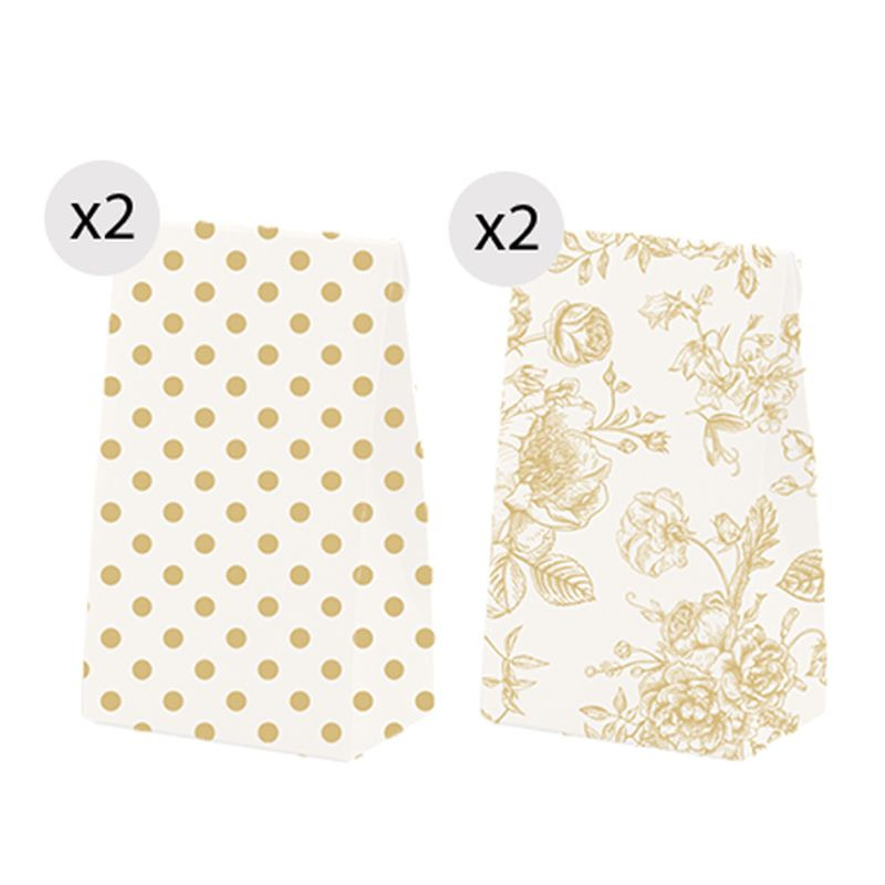 Set de 4 sacs avec deux designs différents pour présentation taille S