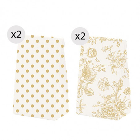Set de 4 sacs avec deux designs différents pour présentation taille S