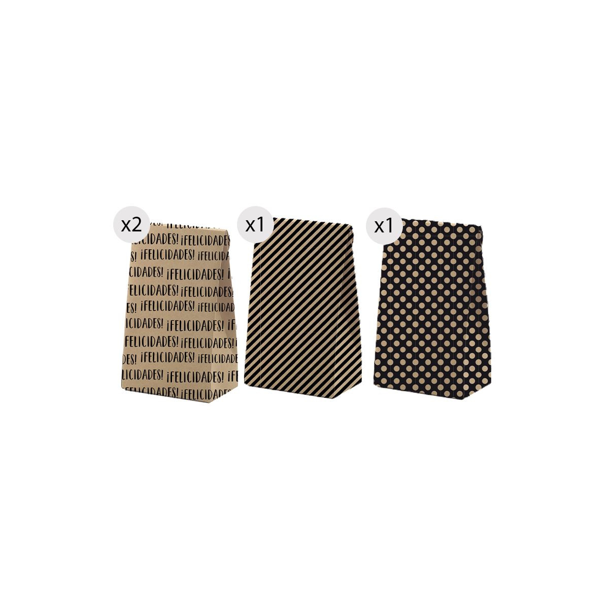 Lot de 4 sacs kraft élégants