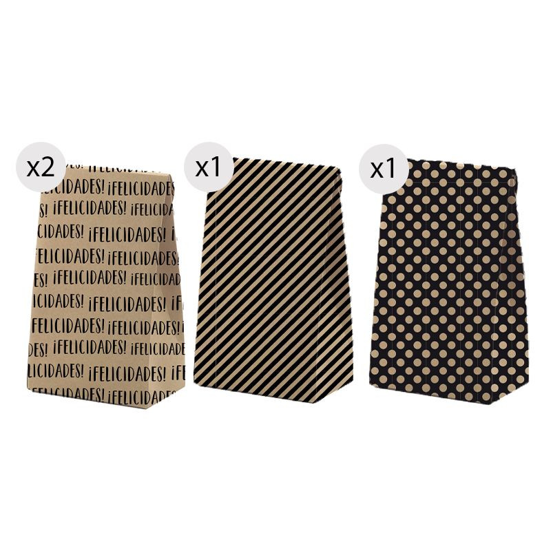 Lot de 4 sacs kraft élégants