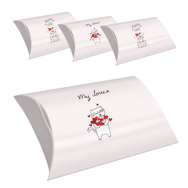 Ensemble de 4 boîtes taille L de chatons avec des phrases d'amour