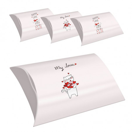 Ensemble de 4 boîtes taille L de chatons avec des phrases d'amour