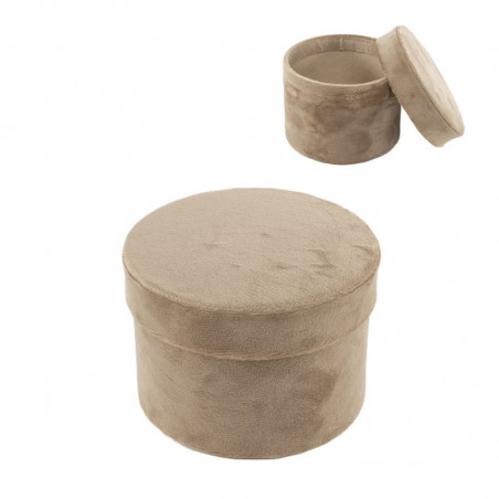 Boîte cylindrique en velours de couleur beige