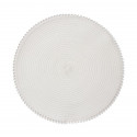Nappe individuelle ronde en tissu couleur naturelle avec des pompons