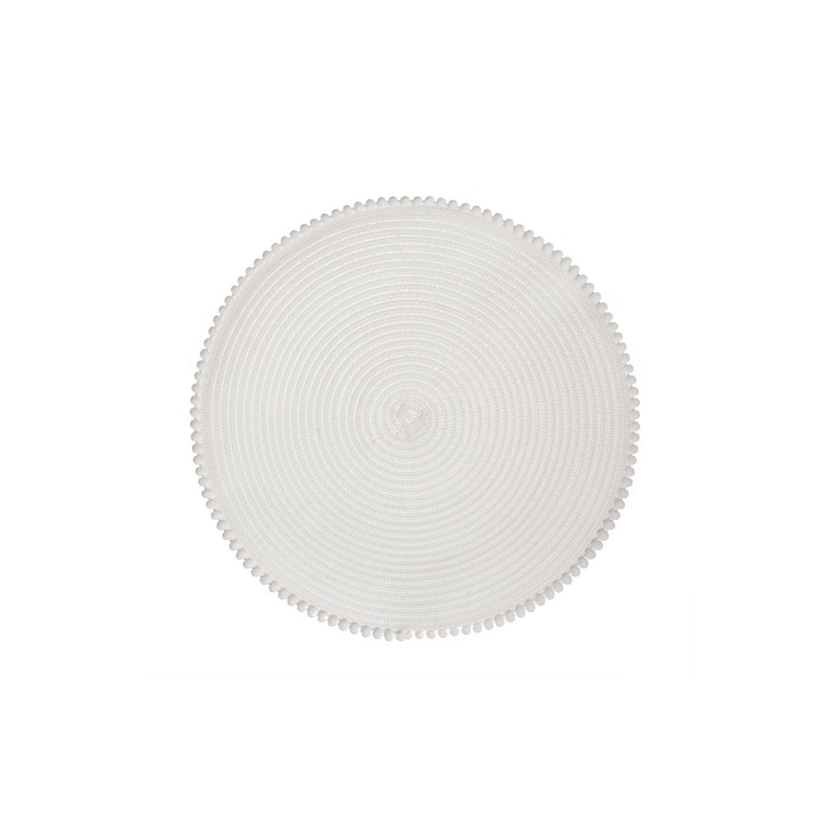 Nappe individuelle ronde en tissu couleur naturelle avec des pompons