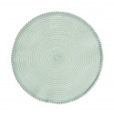 Nappe individuelle ronde vert eau en tissu avec des franges