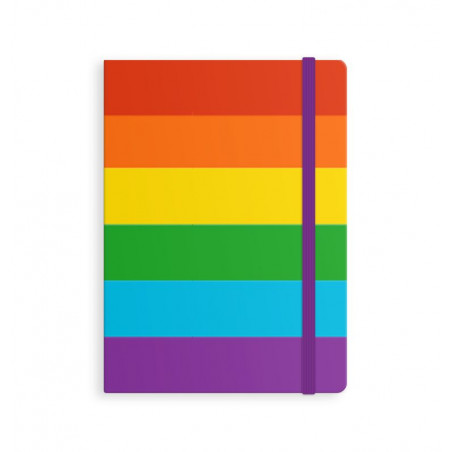 Carnet arc-en-ciel avec élastique de fermeture
