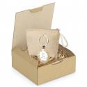 Portefeuille femme avec porte-clés rustique dans une grande boîte en carton cadeau
