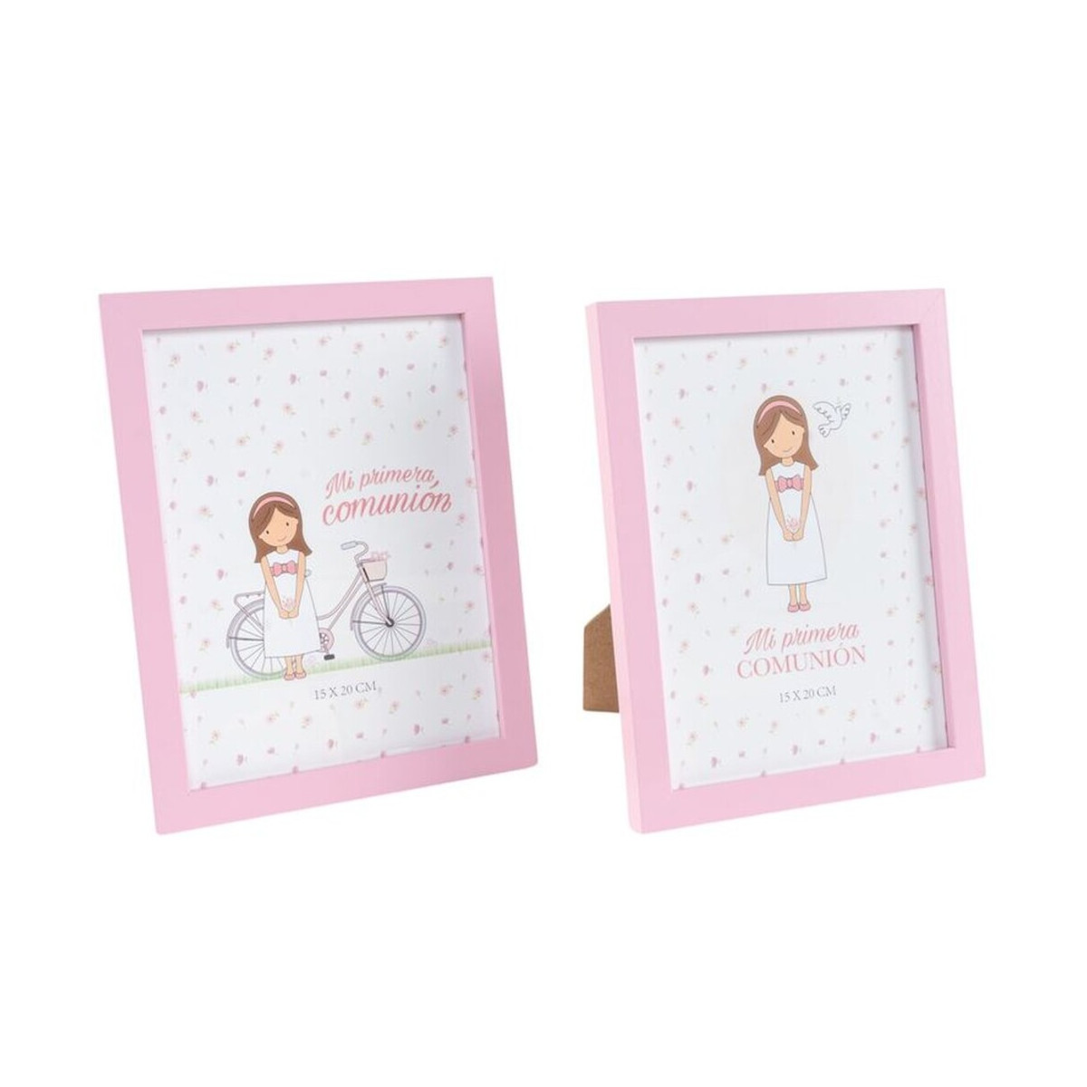 Cadre photo rose 15x20 pour la communion d'une fille