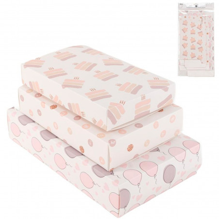 Coffrets en set de trois en tons pastel