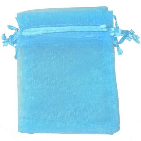 Pochettes en organza turquoise 10 x 13