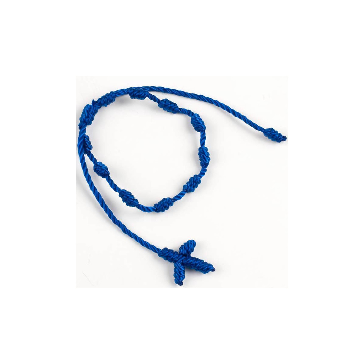 Bracelet décenaire en fil bleu avec croix