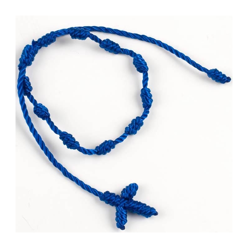Bracelet décenaire en fil bleu avec croix