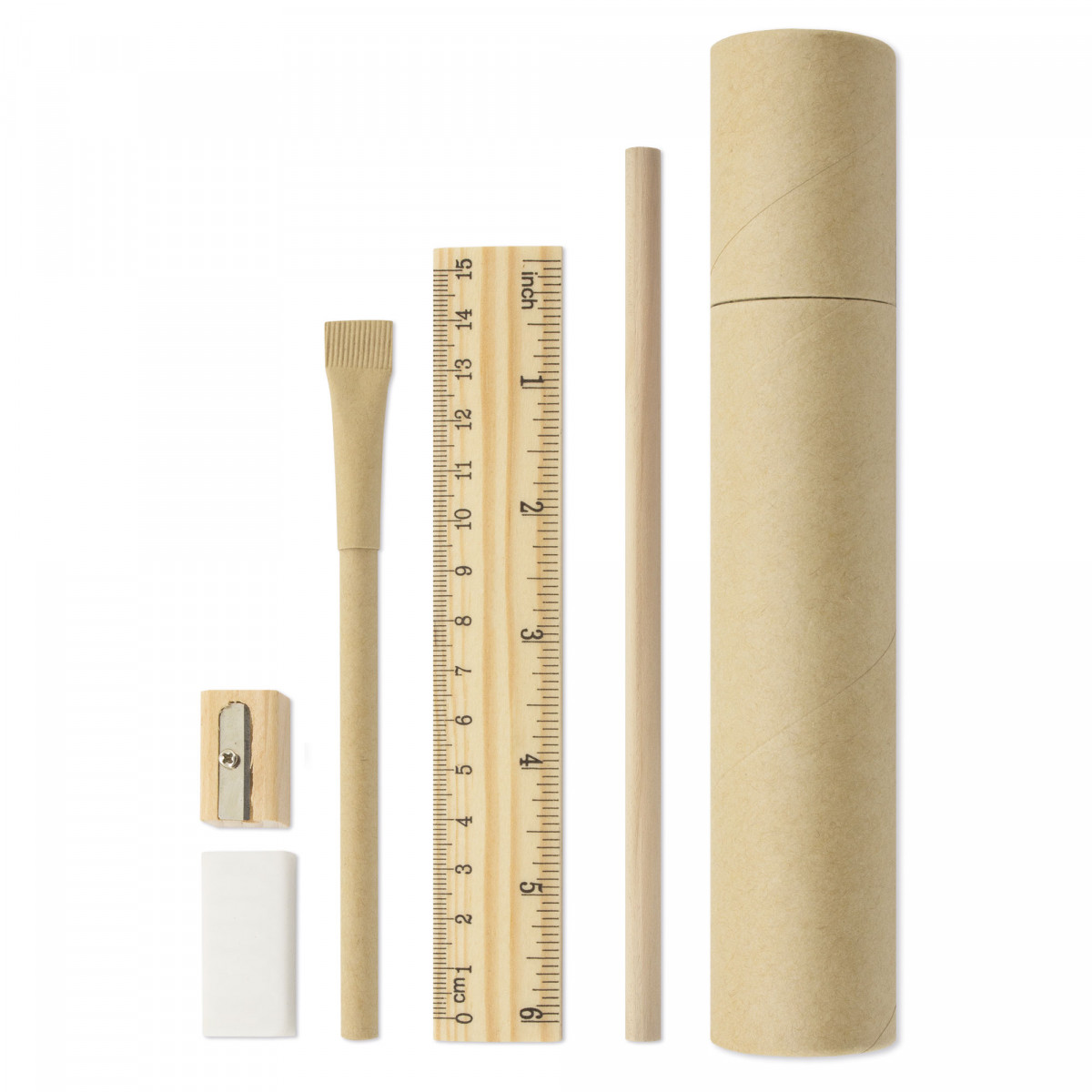 Set d\'écriture éco fabriqué en carton et bois matériel scolaire et de bureau