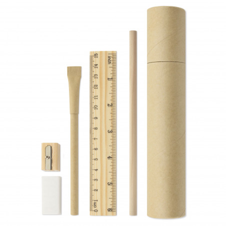 Set d'écriture éco fabriqué en carton et bois matériel scolaire et de bureau