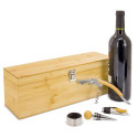 Ouvre-bouteille, anneau anti-goutte, bouchon sous vide et doseur dans une boîte pour bouteille de vin